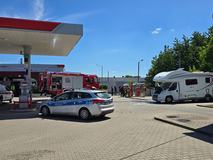 Kamper płonął na stacji paliw