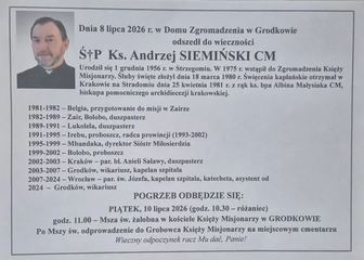 Zmarł ksiądz Andrzej Siemieński
