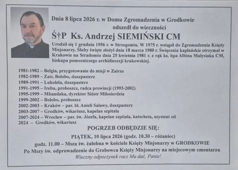 Zmarł ksiądz Andrzej Siemieński