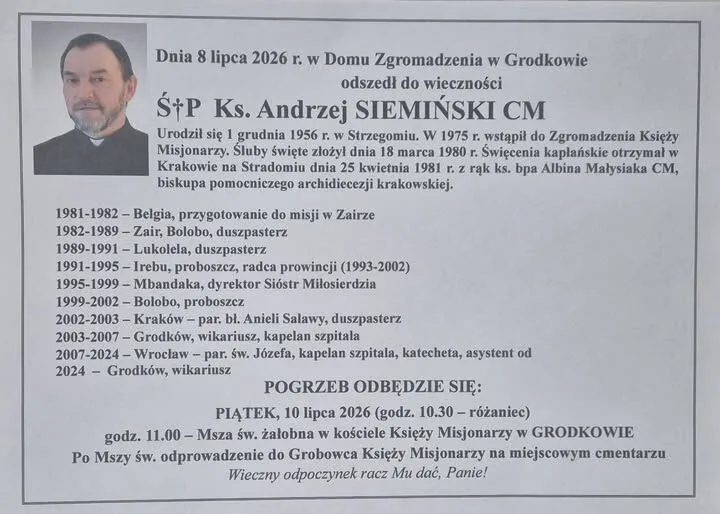 Zmarł ksiądz Andrzej Siemieński
